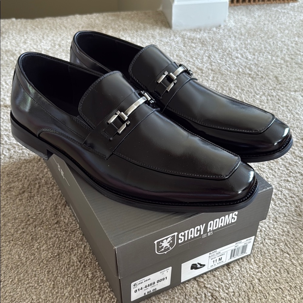 Stacy Adams Black Loafers with Horsebit Detail